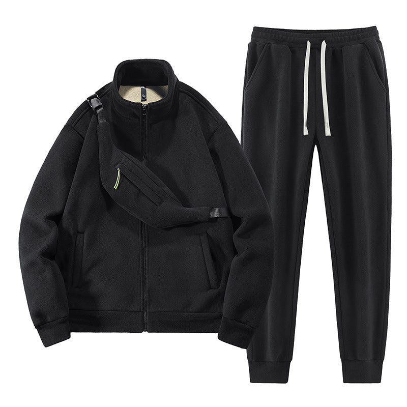 Ensemble Homme Sport Cardigan Chaud - Survêtement Décontracté avec Sac - SADJÉ