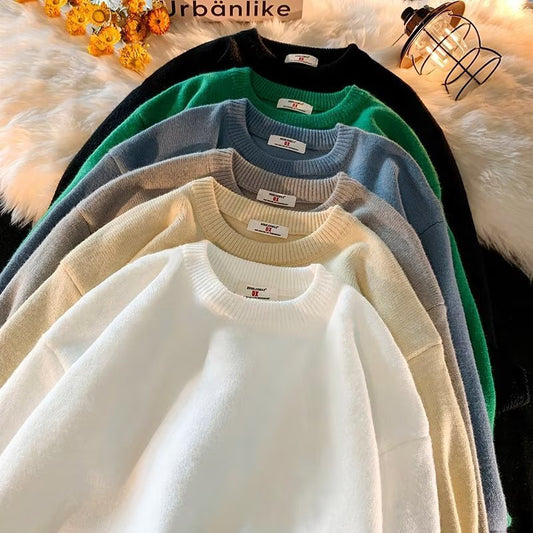 Pull Homme Col Rond Loose Fit - Sweater Simple Printemps Automne - SADJÉ