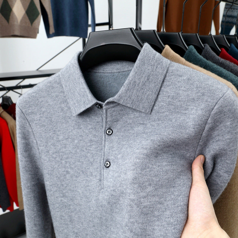 Polo Homme Col Retourné Manches Longues - Pull Tricot Fashion - SADJÉ