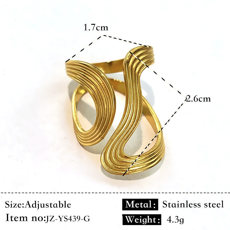 Bague Acier Inoxydable Plaqué Or 18K - Anneau Simple Brillant Élégant Femme - SADJÉ
