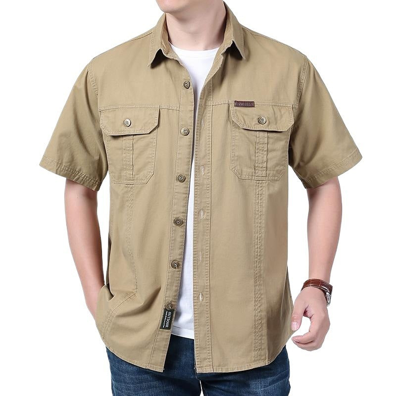Chemise Homme Unie Manches Courtes - Coupe Ample Décontractée - SADJÉ