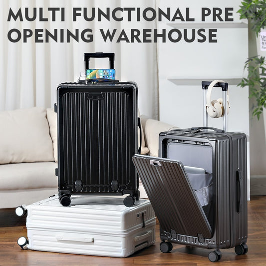 Valise Trolley Ouverture Frontale Multifonction - ABS PC avec Port USB - SADJÉ