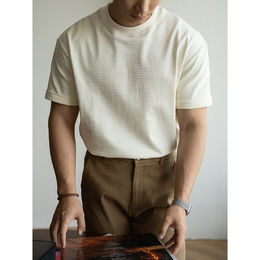 T-Shirt Homme Manches Raglan Rayé Anti-Froissement - Respirant - SADJÉ