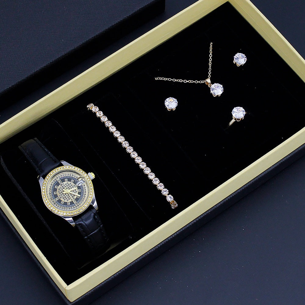 Coffret Bijoux Femme 5 Pièces – Montre Bracelet Collier Boucles Bague - SADJÉ