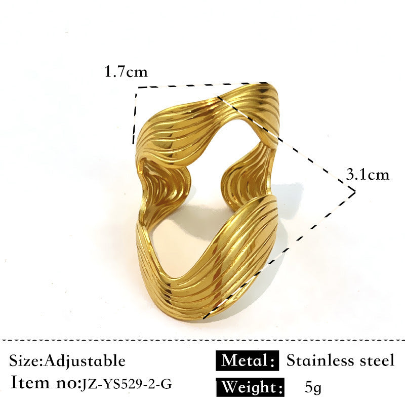 Bague Acier Inoxydable Plaqué Or 18K - Anneau Simple Brillant Élégant Femme - SADJÉ