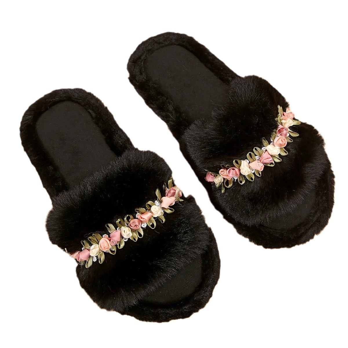 Chaussons Femme Fleuris Doux - Pantoufles Coton Maison Confort - SADJÉ
