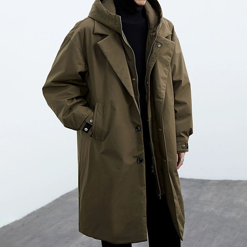 Trench Coat Homme Mi-Long à Capuche - Manteau Double Effet - SADJÉ