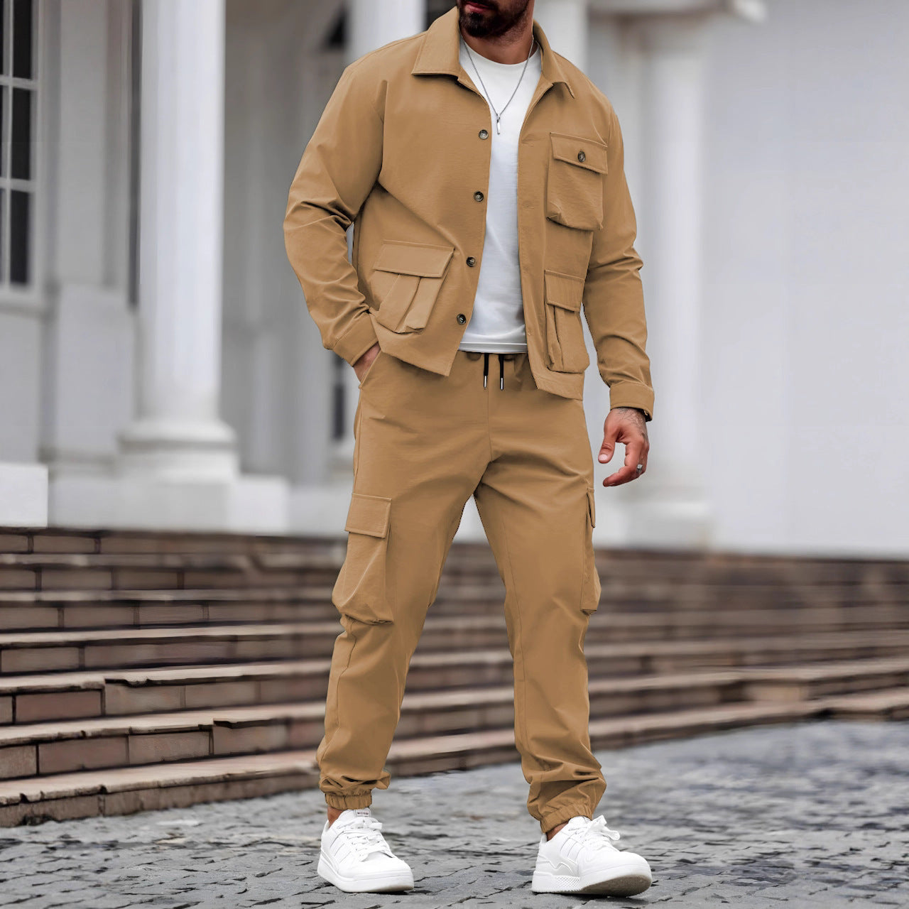 Ensemble Homme Cargo Vintage - Veste Multi-Poches et Short - SADJÉ