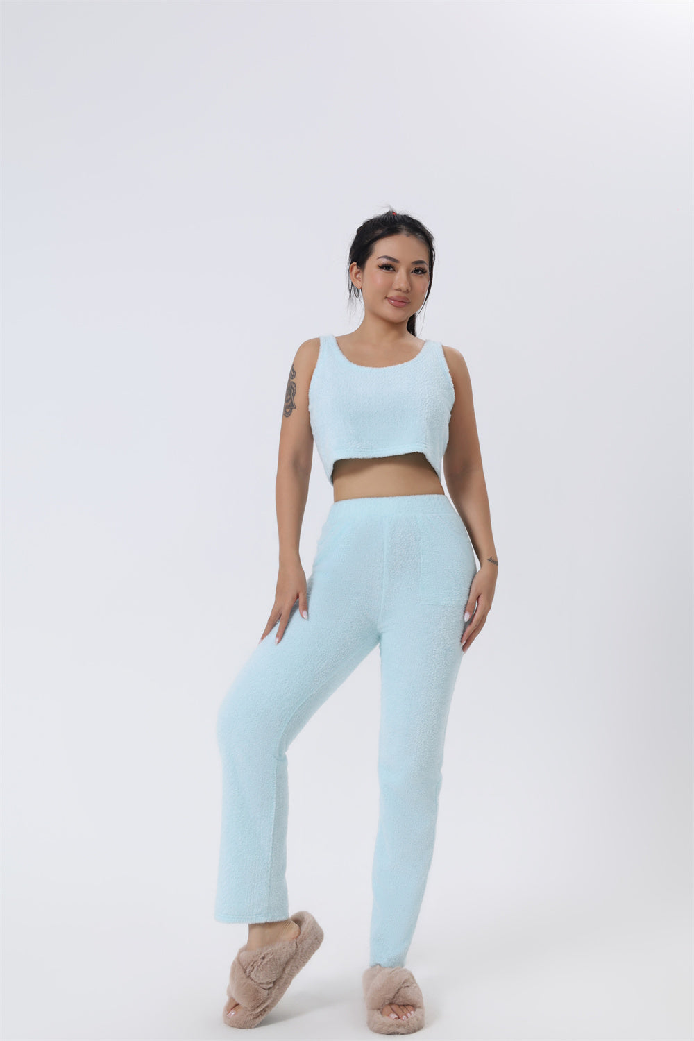 Ensemble Pyjama 3 Pièces Femme Hiver - Loungewear Doux et Moelleux avec Cardigan - SADJÉ