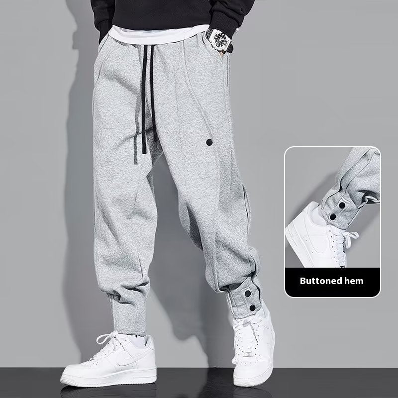 Pantalon Survêtement Homme Ample PU - Jogging Décontracté Noir Gris Grande Taille - SADJÉ