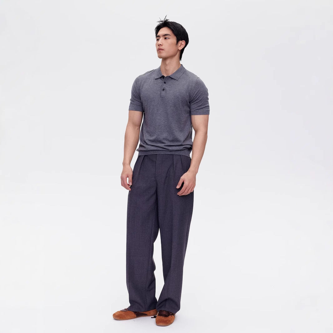 Polo Homme Manches Courtes Tricot Col Polo - T-Shirt Casual Été - SADJÉ