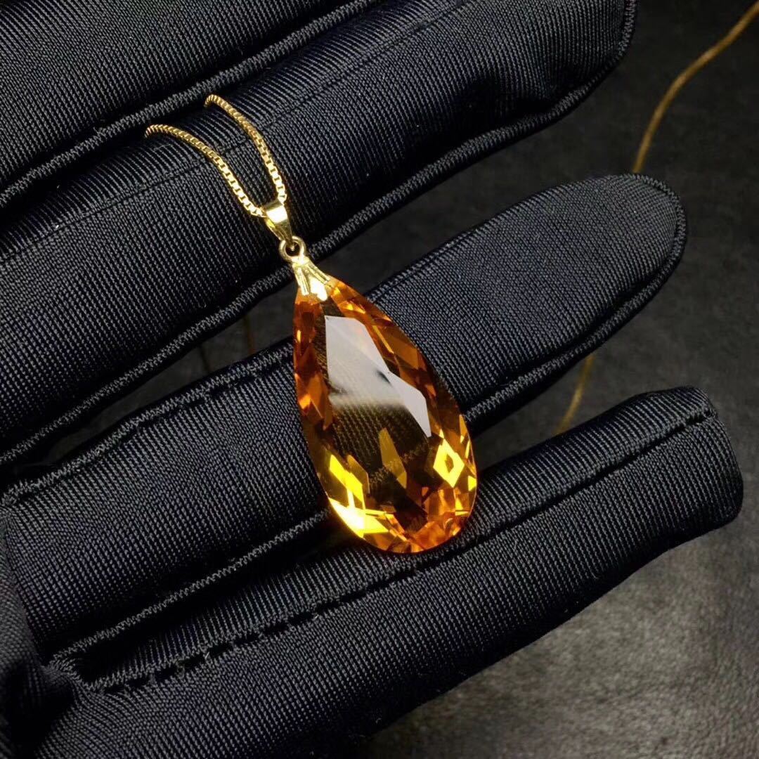 Pendentif Or 18K Citrine - Forme Goutte d'Eau - SADJÉ