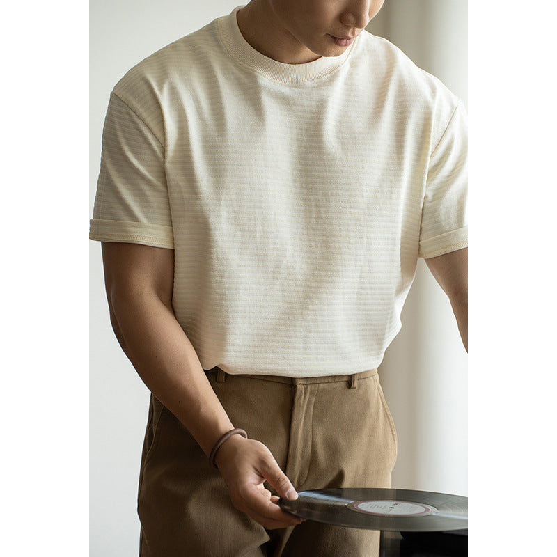 T-Shirt Homme Manches Raglan Rayé Anti-Froissement - Respirant - SADJÉ