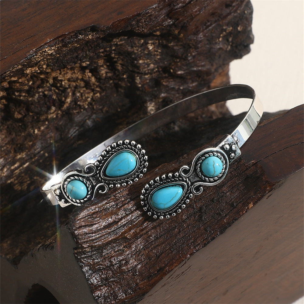 Bracelet Ouvert Alliage Turquoise Femme Ajustable - SADJÉ