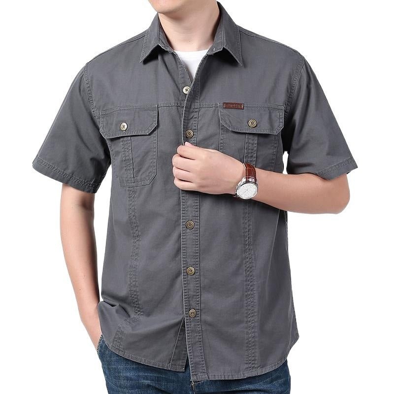 Chemise Homme Unie Manches Courtes - Coupe Ample Décontractée - SADJÉ
