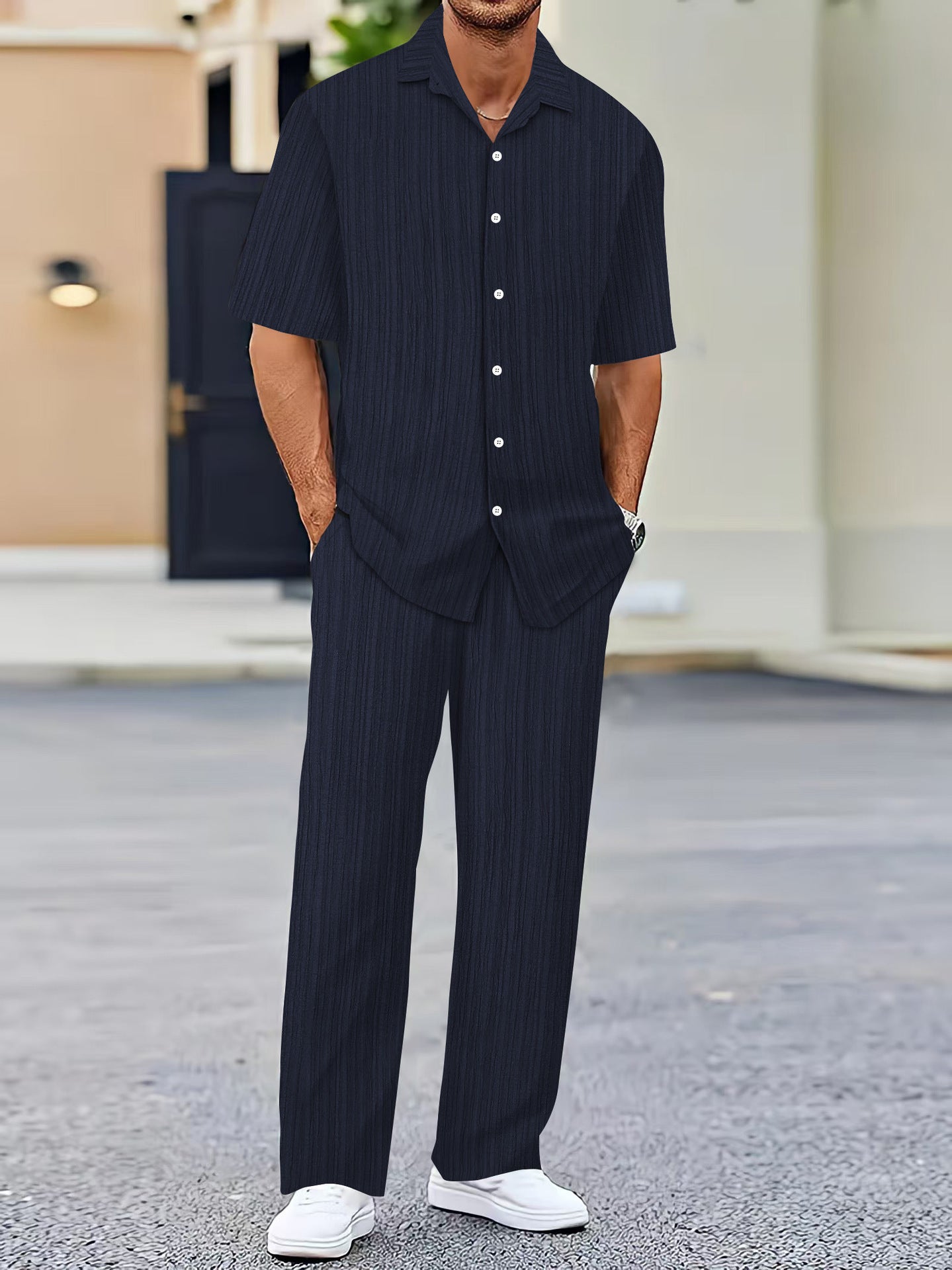 Ensemble Homme Manches Courtes Uni - Costume Décontracté Mode - SADJÉ
