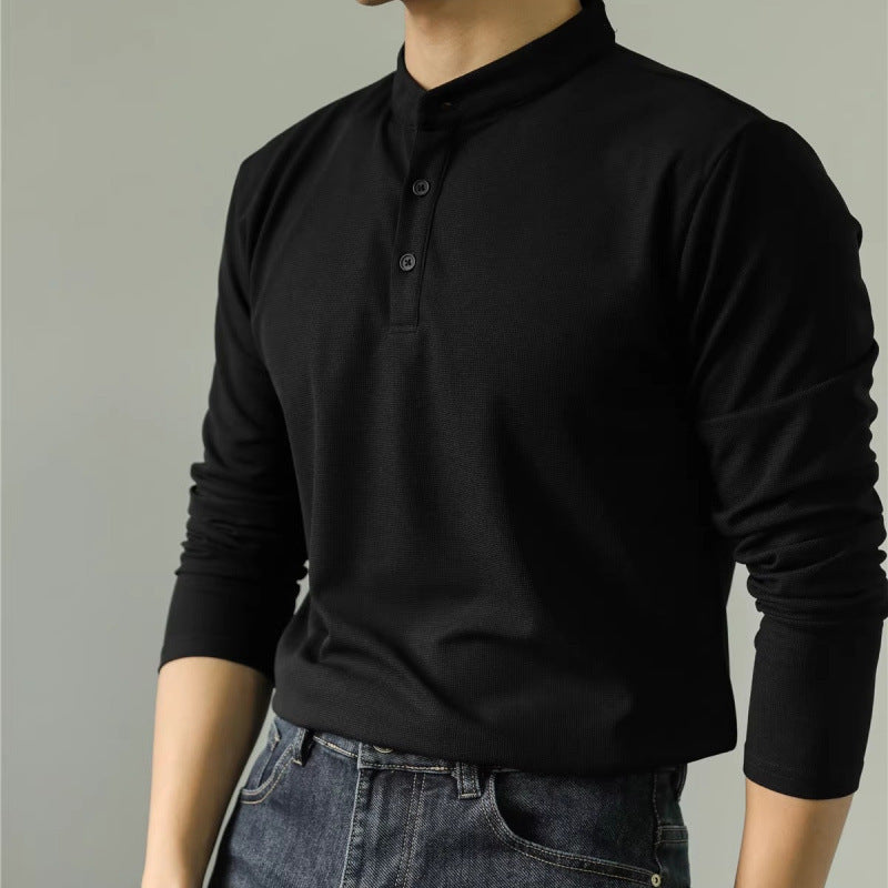 Polo Homme Manches Longues Uni - T-shirt Fitness Couleur Unie - SADJÉ