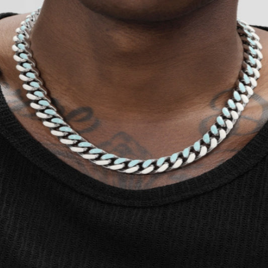 Collier Cubain Homme Chaîne Massive 100g - Découpe Géométrique - SADJÉ