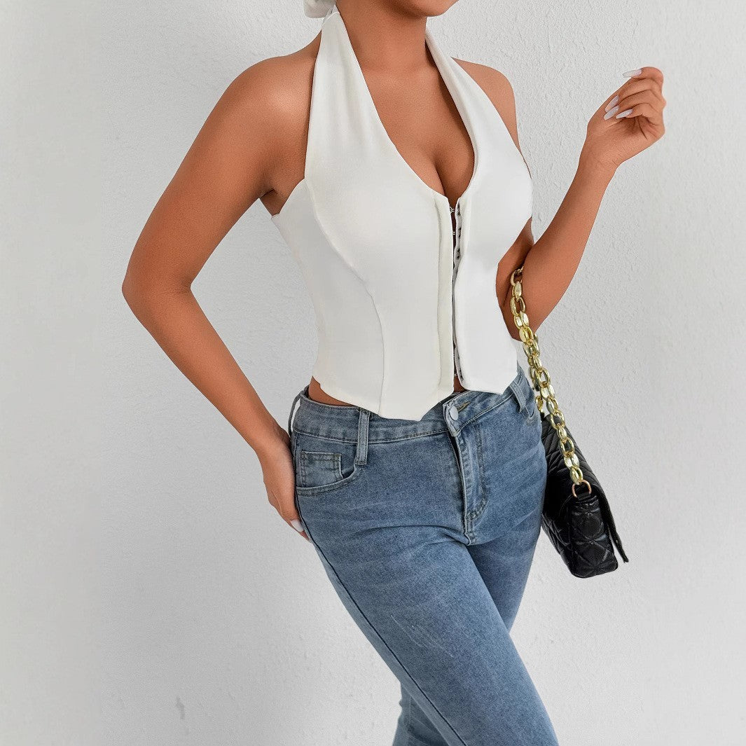 Crop Top Femme Col V Dos Nu - Style Fashion Tendance - SADJÉ