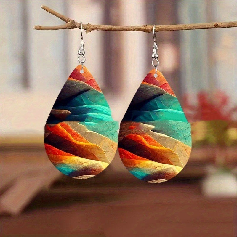 Boucles d'Oreilles Gouttes – Acrylique Motifs Planètes - SADJÉ