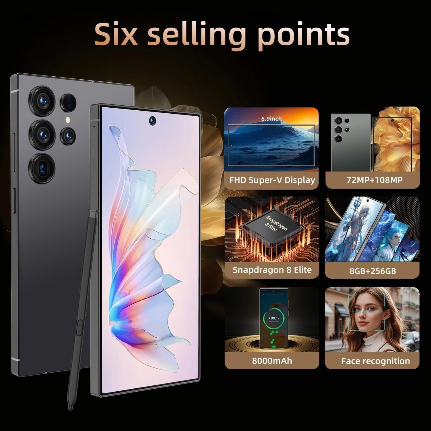 Smartphone S25 Ultra 5G Débloqué - Android 15.0 avec Stylet - SADJÉ