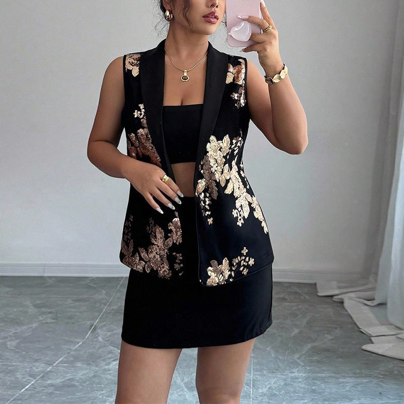 Gilet Femme Imprimé Floral Sans Manches - Top Cardigan - SADJÉ