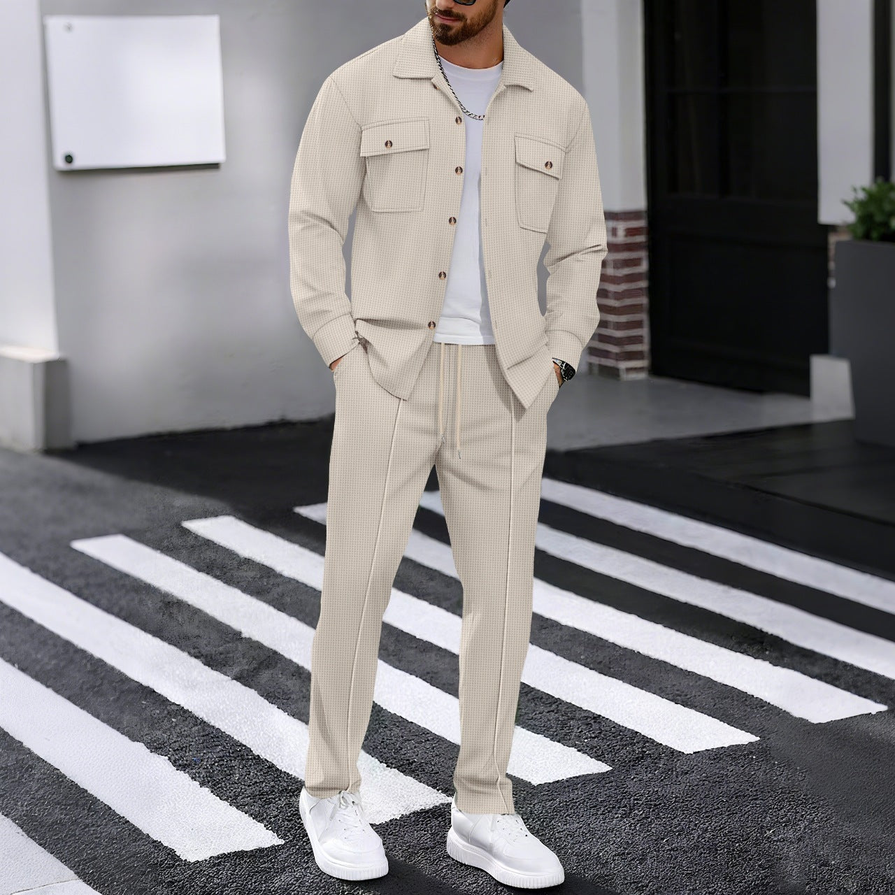 Ensemble Homme Casual Gaufré - Chemise et Pantalon - SADJÉ