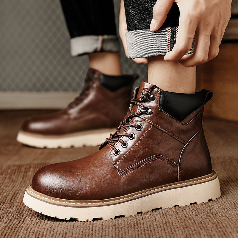 Boots Homme Montantes Plateforme - Chaussures Moto Sport Worker Style - SADJÉ