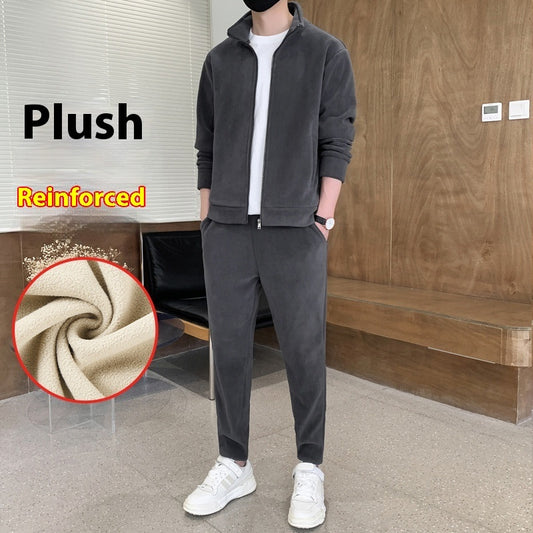 Ensemble Homme Sport Cardigan Chaud - Survêtement Décontracté avec Sac - SADJÉ