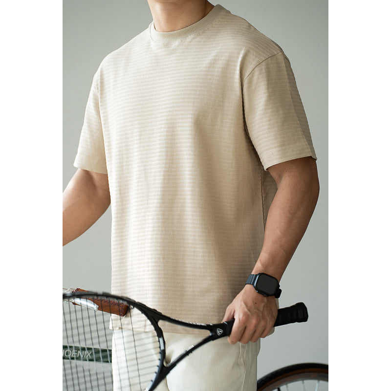 T-Shirt Homme Manches Raglan Rayé Anti-Froissement - Respirant - SADJÉ