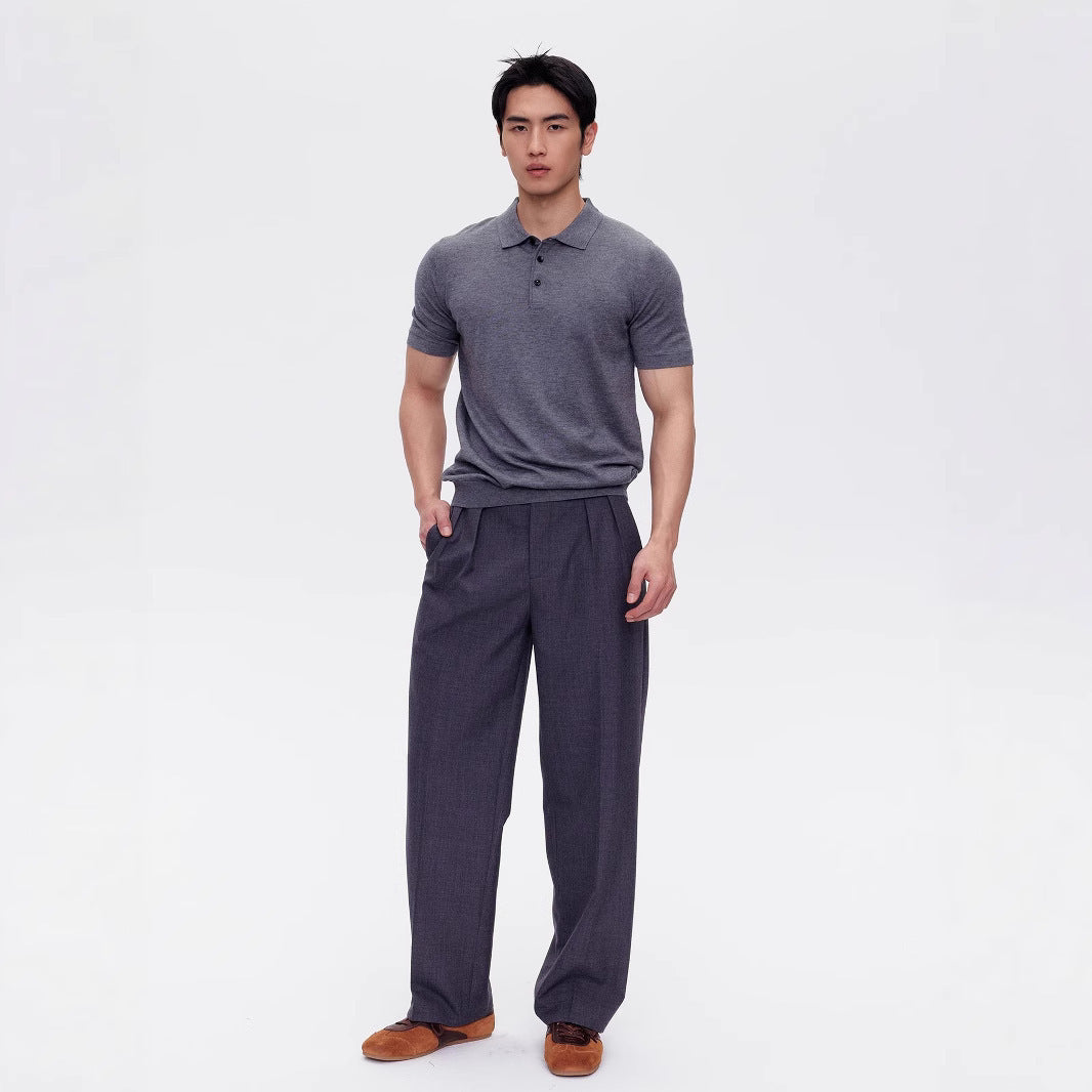 Polo Homme Manches Courtes Tricot Col Polo - T-Shirt Casual Été - SADJÉ