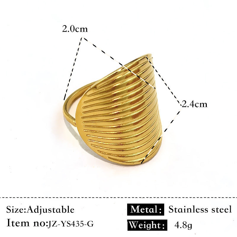 Bague Acier Inoxydable Plaqué Or 18K - Anneau Simple Brillant Élégant Femme - SADJÉ