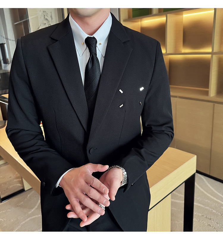 Costume Homme 2 Pièces Slim Fit - Veste Casual Un Bouton - SADJÉ