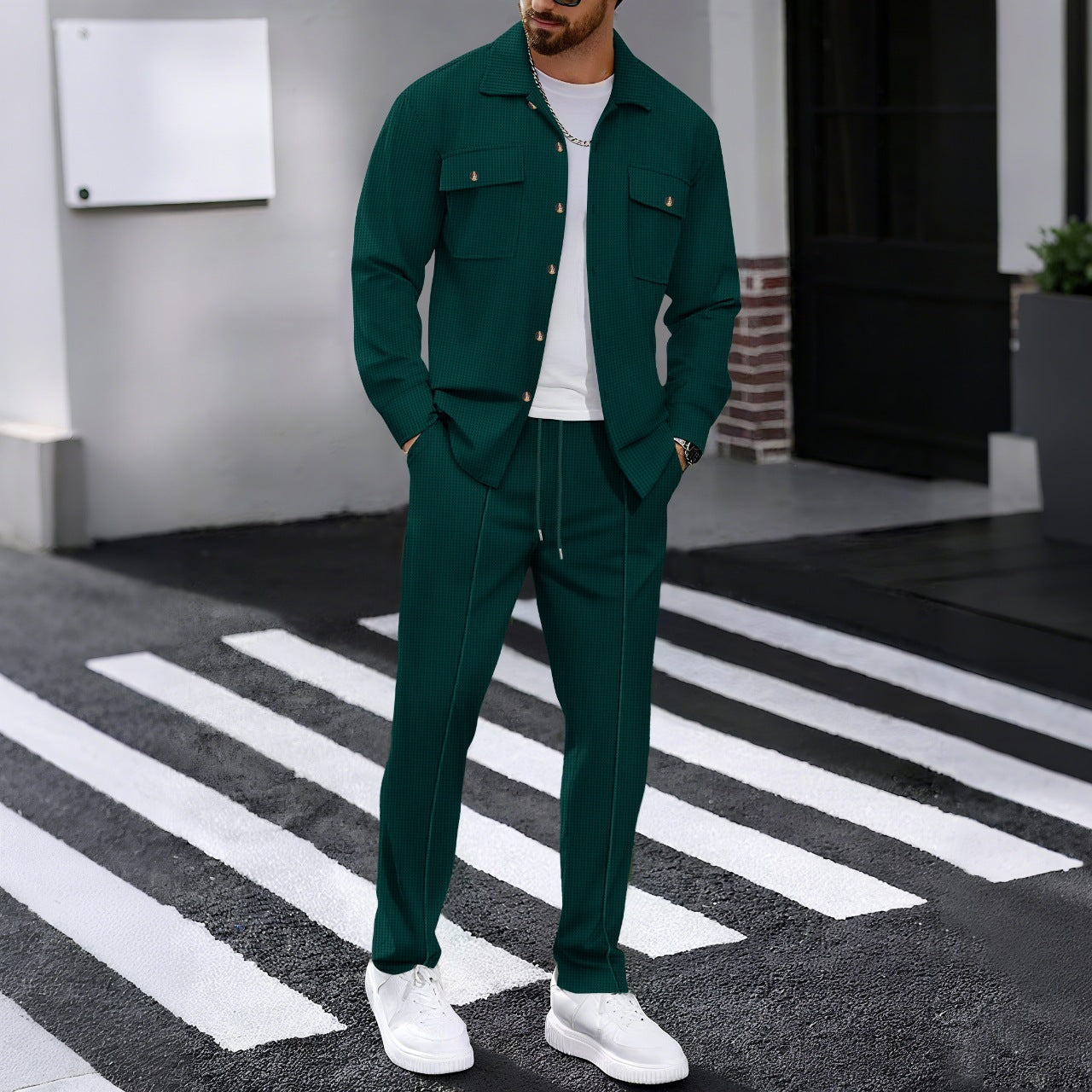 Ensemble Homme Casual Gaufré - Chemise et Pantalon - SADJÉ