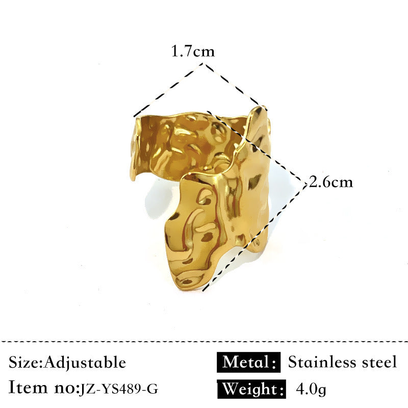 Bague Acier Inoxydable Plaqué Or 18K - Anneau Simple Brillant Élégant Femme - SADJÉ