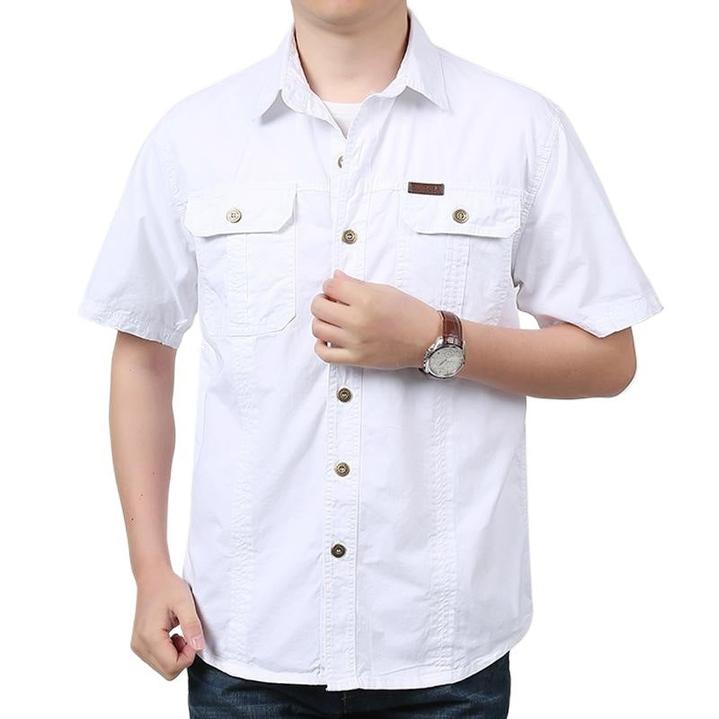 Chemise Homme Unie Manches Courtes - Coupe Ample Décontractée - SADJÉ