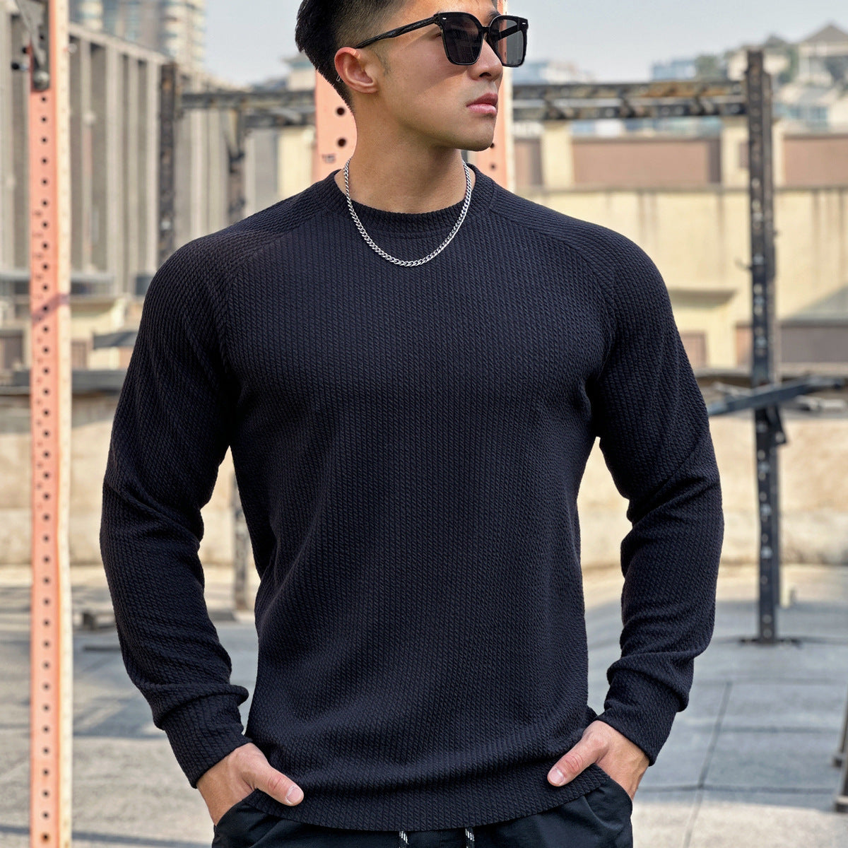 Pull Homme Col Rond Grande Taille - Pullover Casual Manches Longues - SADJÉ