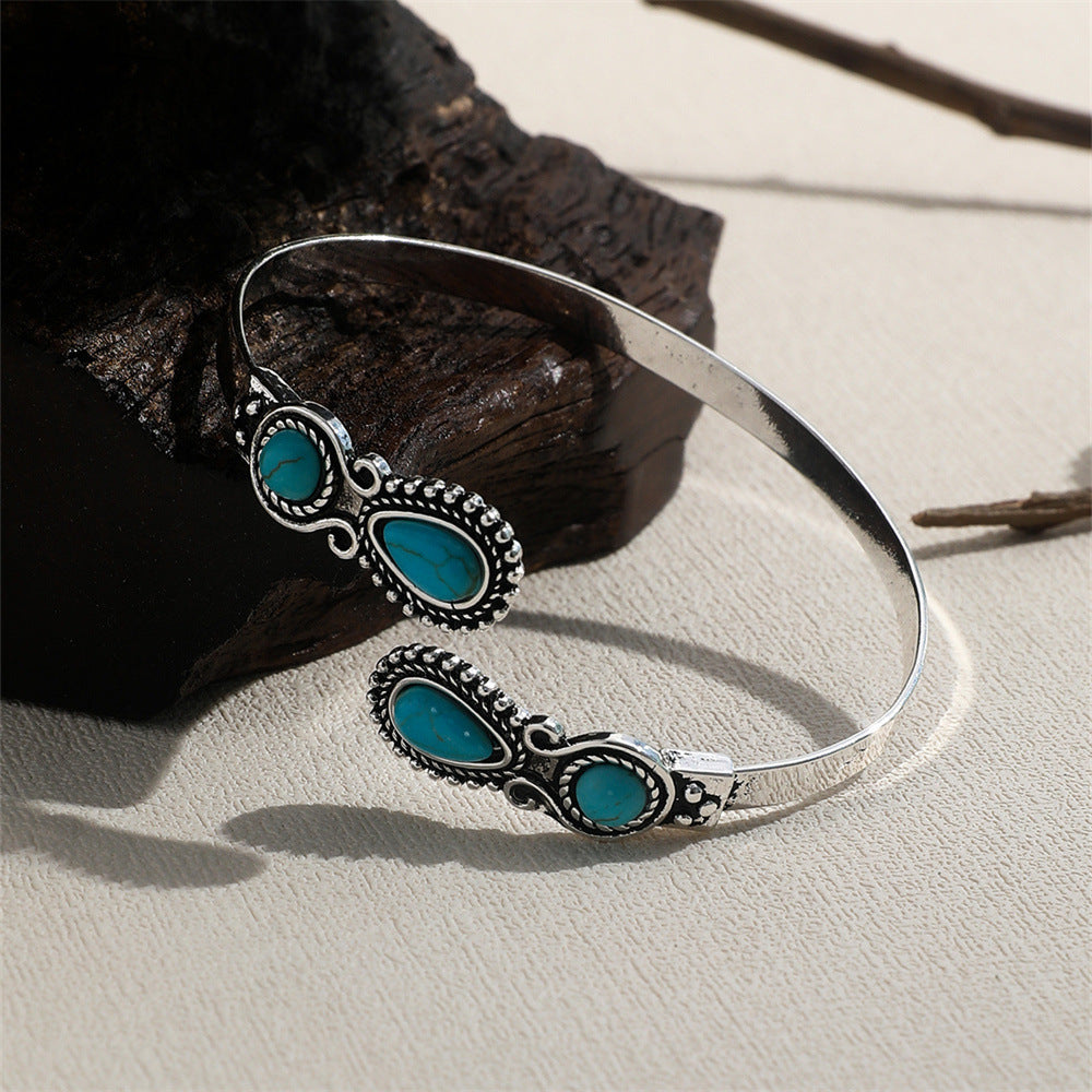 Bracelet Ouvert Alliage Turquoise Femme Ajustable - SADJÉ