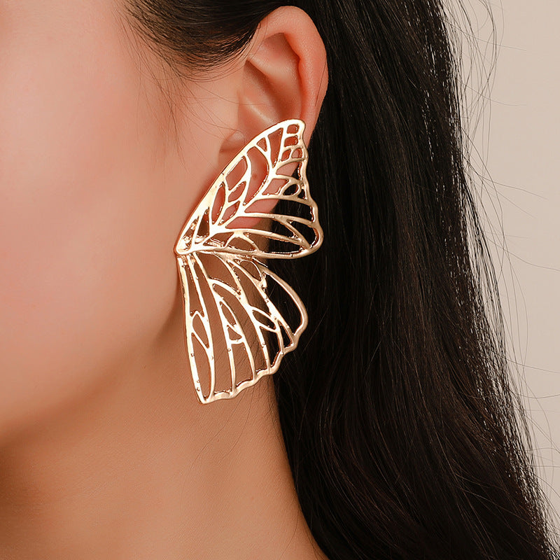 Boucles d'Oreilles Papillon Sculpté – Design Creux Or et Argent - SADJÉ