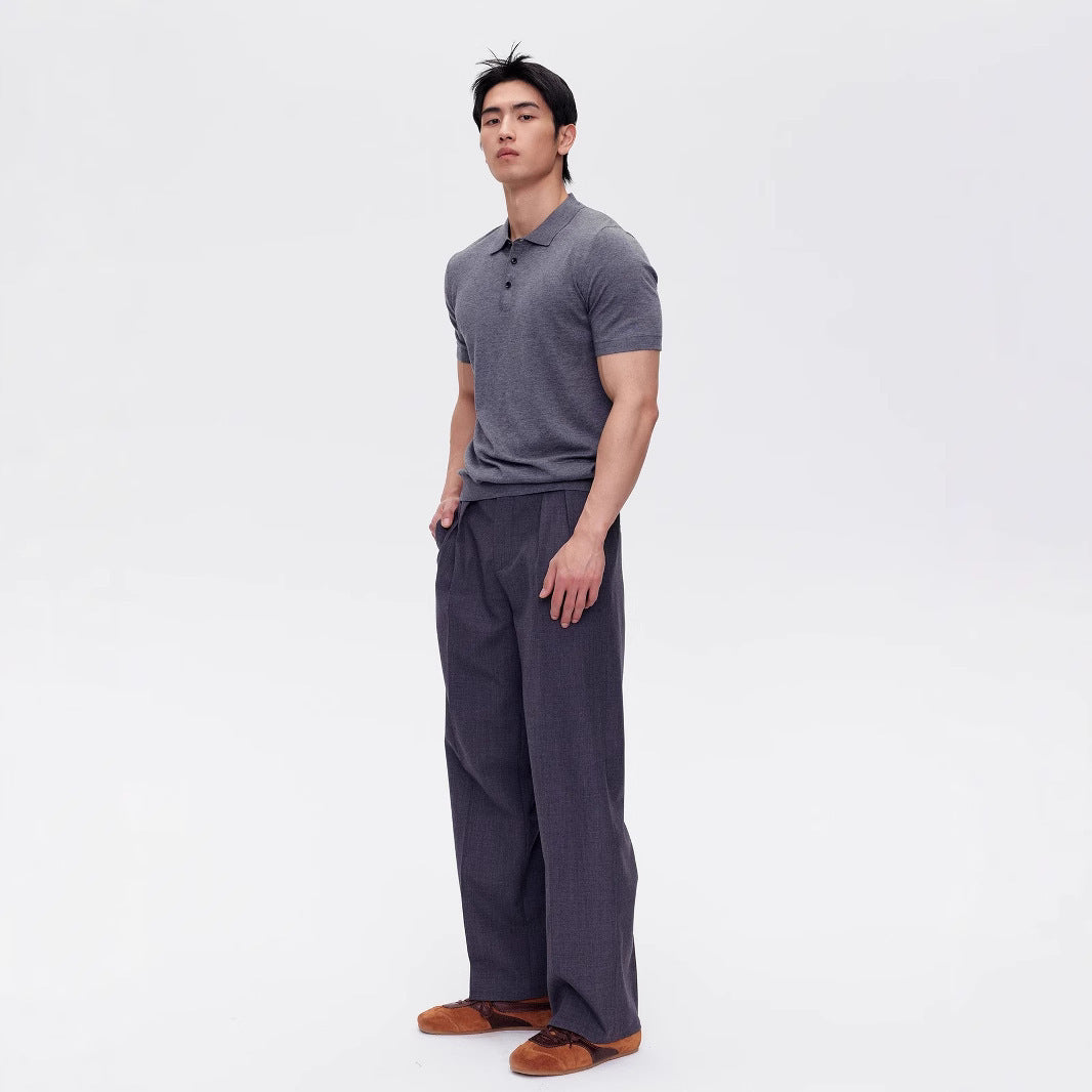 Polo Homme Manches Courtes Tricot Col Polo - T-Shirt Casual Été - SADJÉ